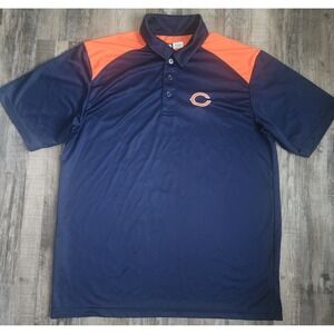 NFL Team Apparel Chicago Bears Polo Mens XL Navy Blue Orange Colorblock Shirt